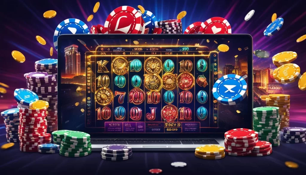 Người chơi đang tập trung vào màn hình trò chơi nổ hũ với nhiều tiền thưởng